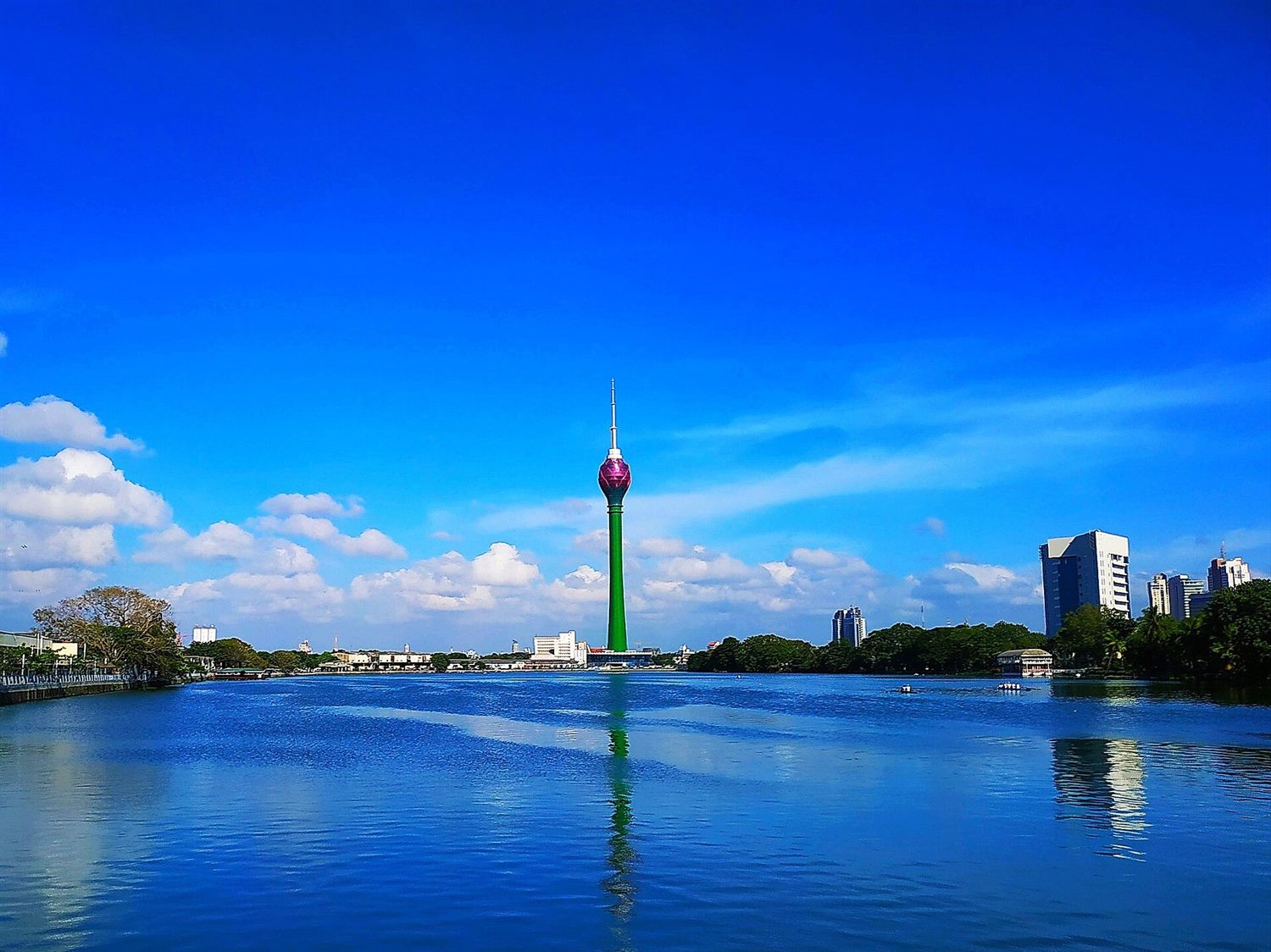The Lotus Tower across Beira Lake, Colombo